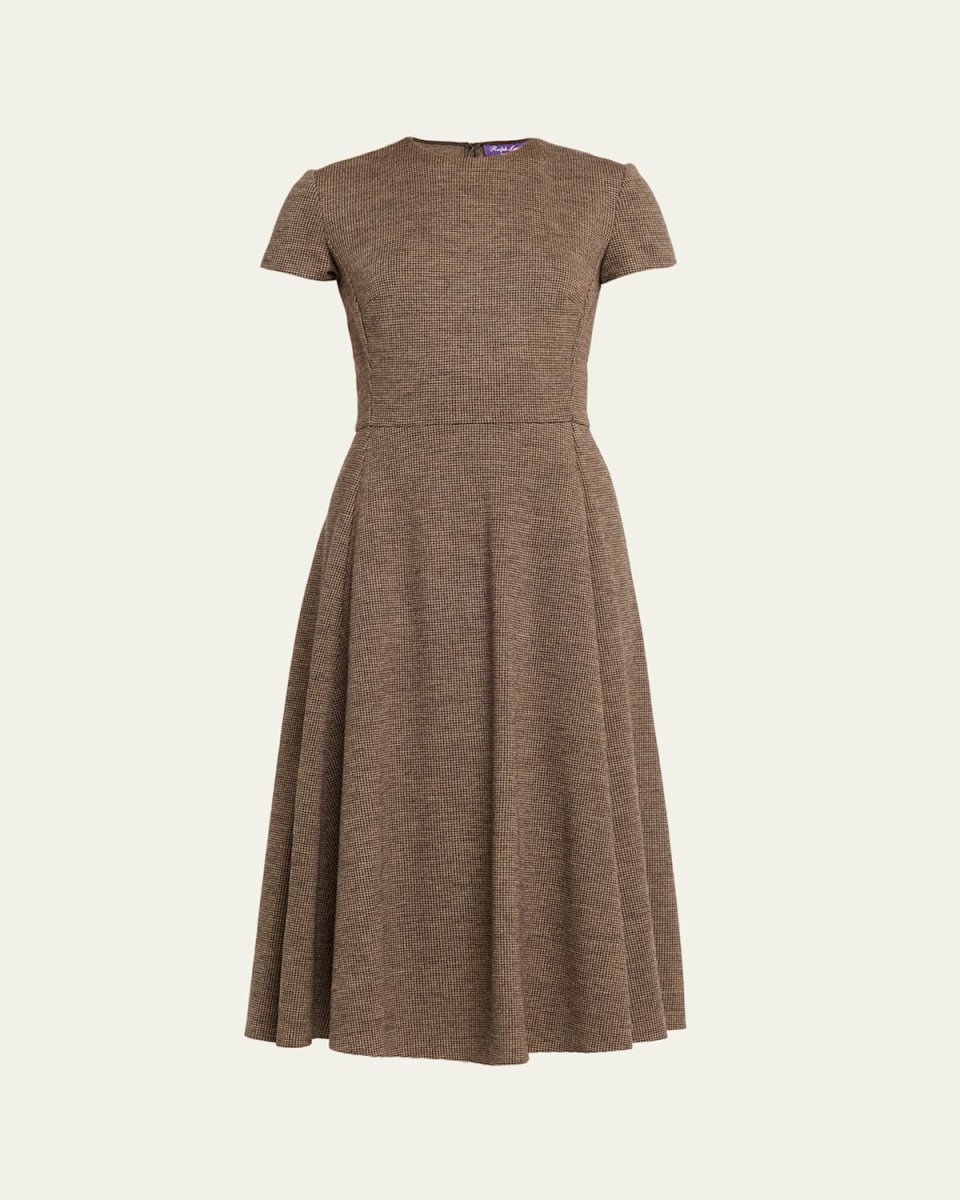 Margaret Tickweave Jersey Short-Sleeve Midi Dress
